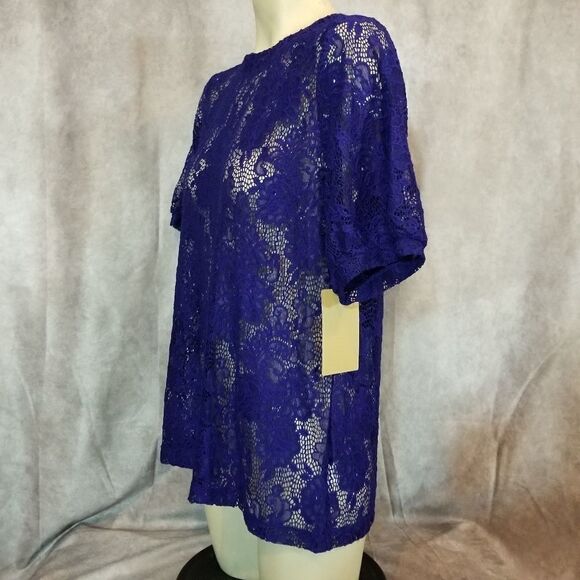 Halogen Blue Sheer Floral Blouse Size Small‎ - Picture 3 of 7
